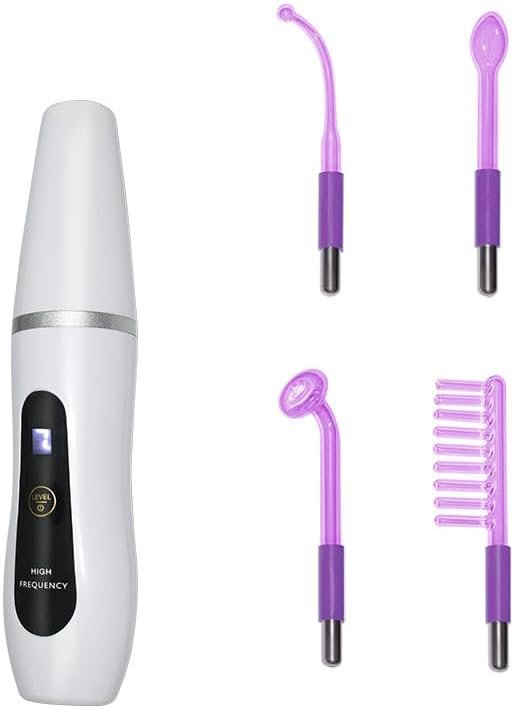 Chargeable Wireless High Frequency Facial Wand – Glass Electrodes for Cosmetic Skin Care & Scalp Use