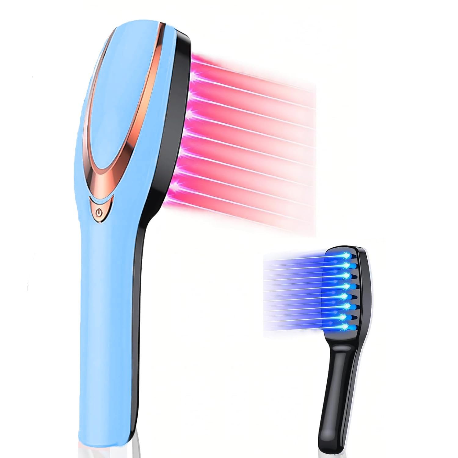 Red Blue Light Hair Comb with Vibration Function, USB Rechargeable Hair Care Device for Scalp Massage & Hair Growth, Portable Hair Therapy Tool Suitable for Men & Women 2