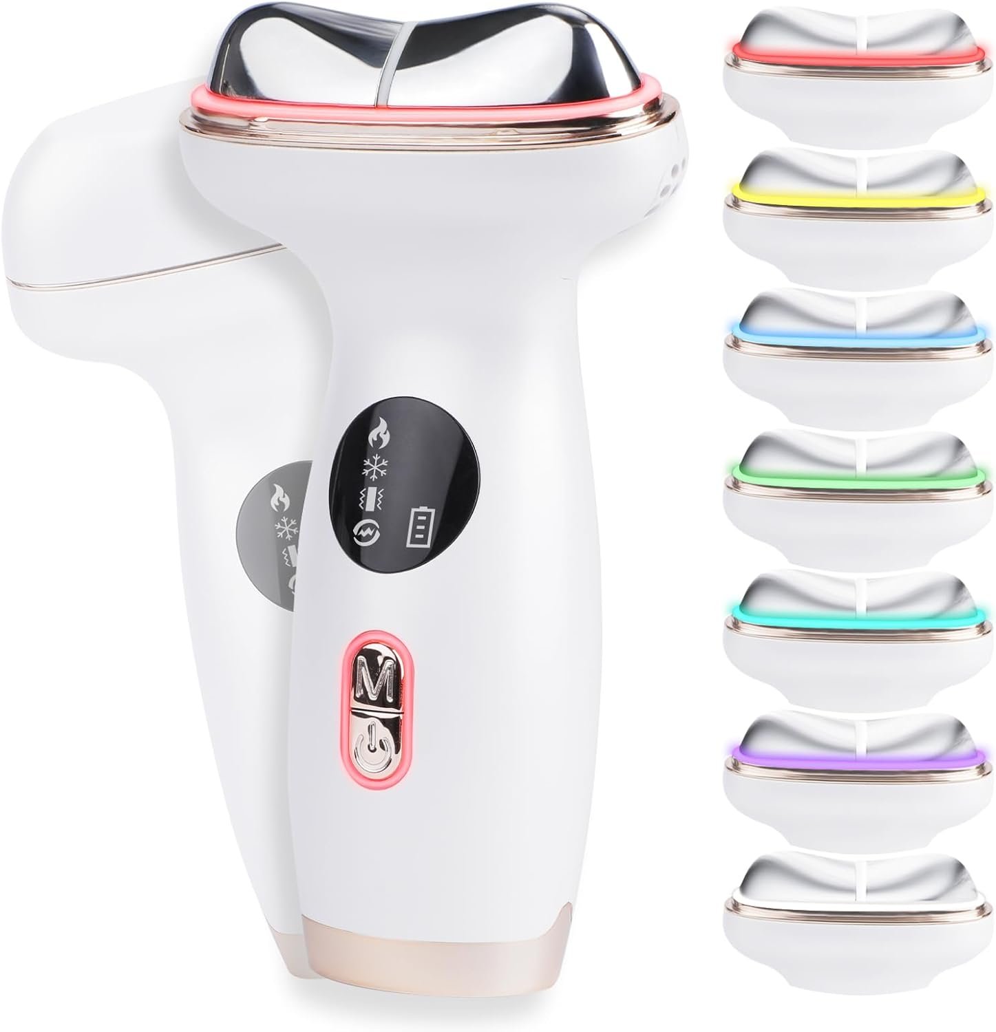 Microcurrent Facial Device with Red Light and 7-in-1 Hot Cold Gua Sha Modes, Face Neck Eye Massager for Morning Depuffing and Daily Skincare Routine