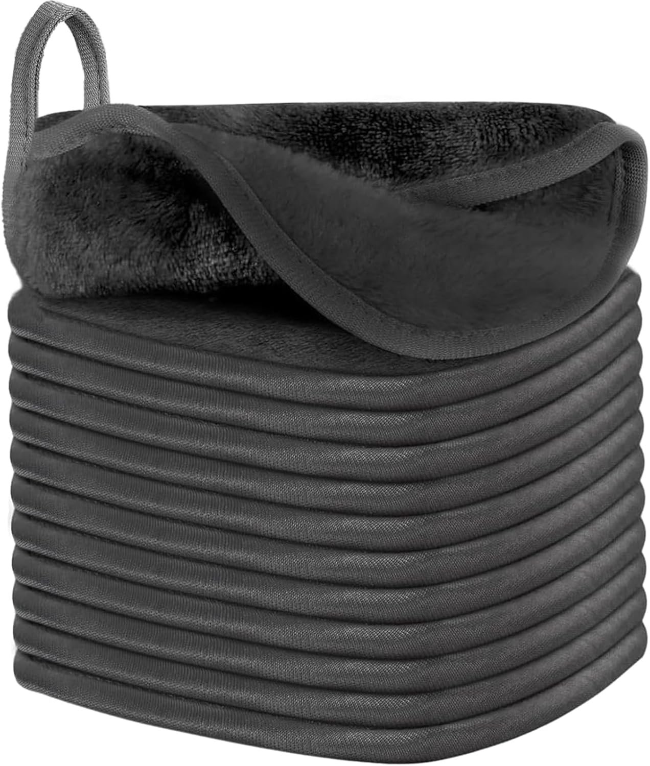 Puomue Makeup Remover Cloth 12 Pack, Super Soft and Reusable Microfiber Makeup Remover Towels for All Skin Types, Perfect Face Towels for Women, 6 Inch X 6 Inch, Dark Grey