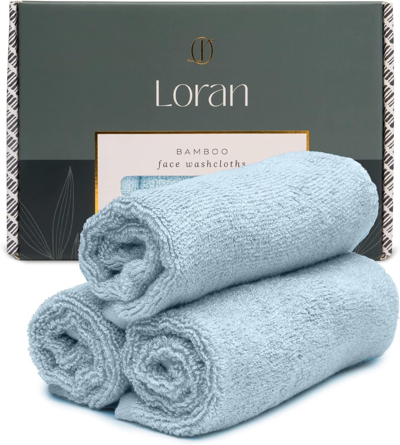 Loran Sky Blue Washcloths Set of 6 Soft Facial Cloths 10” x 10” 100% Viscose Derived from Bamboo Spa-Like Feel Silky Face Cloth for Skin Cleansing
