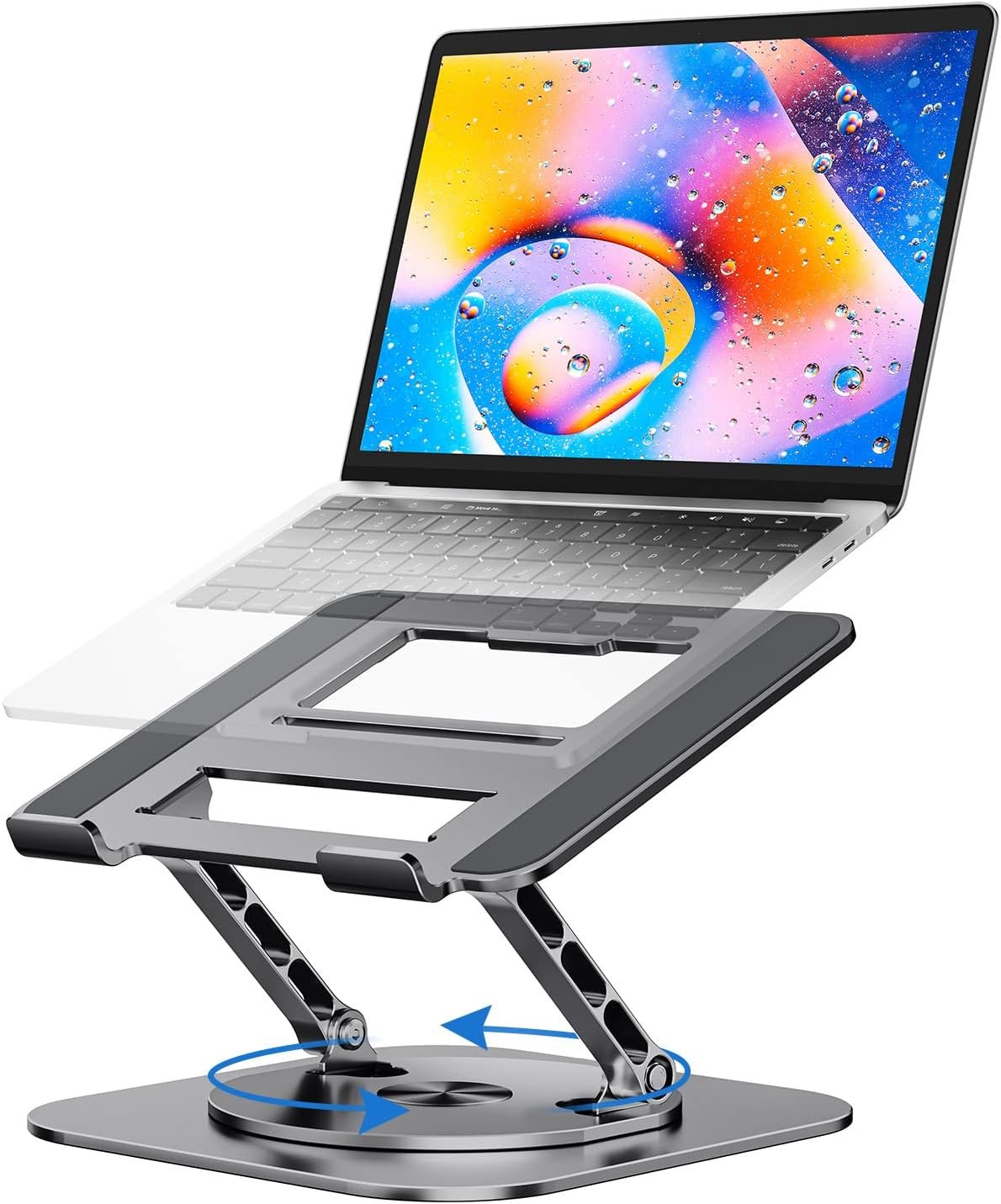 MCHOSE Laptop Stand with 360° Rotating Base, Foldable Adjustable Computer Holder, Ergonomic Design Compatible with MacBook Air Pro, Dell XPS, HP, Lenovo More 10-17″ (A-Space Grey)