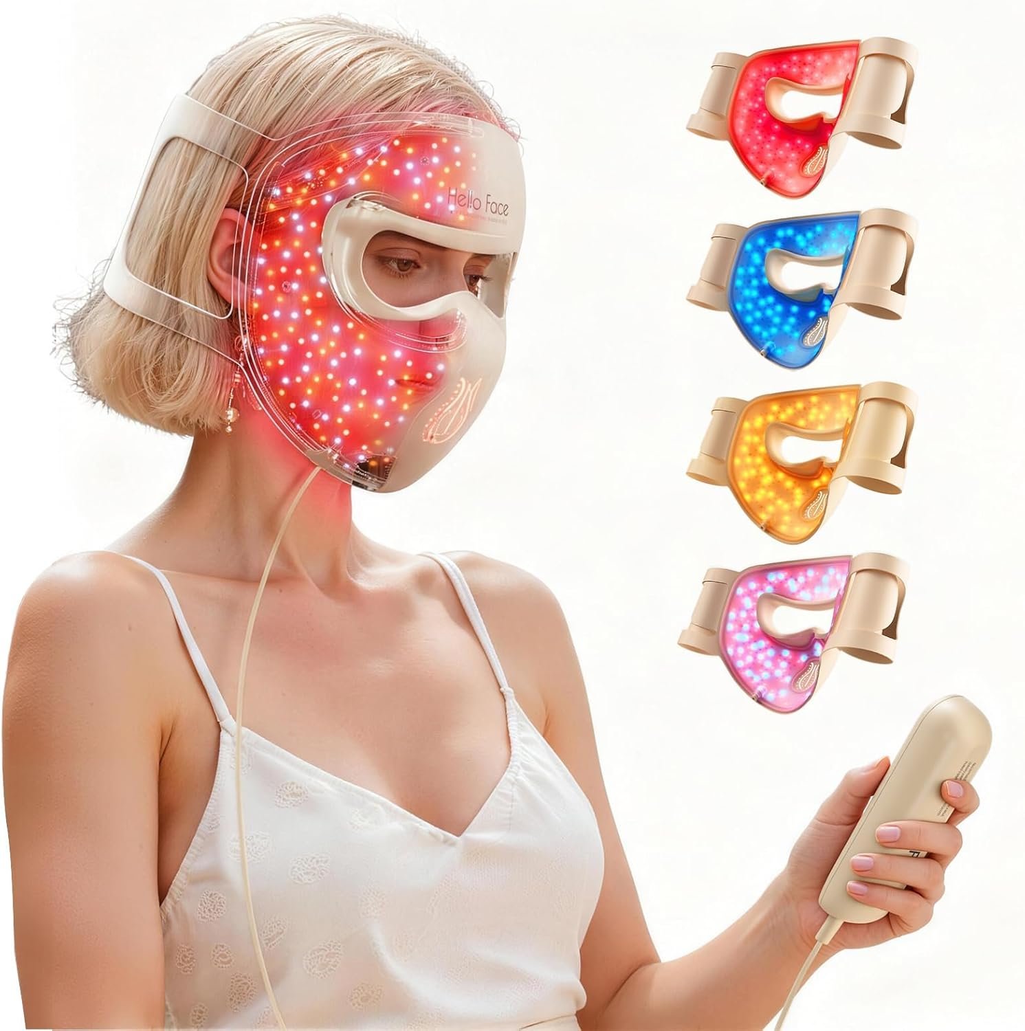 4D Red Light Therapy Mask, 311 LEDs 850nm Infrared Long Light Waves Led Face Mask Light Therapy for Cordless Photons Tech, Silicone Skin Improvement for Women with Rechargeable Remote