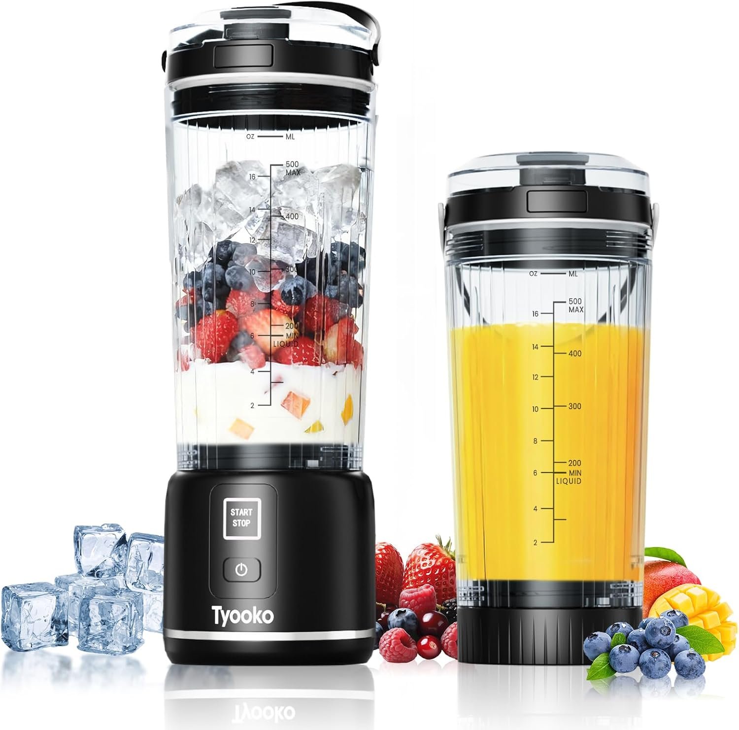 Portable Blender for Smoothies and Shakes, 18oz Rechargeable Electric Personal Juicer Cup with Dual Mode, 6 Sharp Blade Drink Mixer Bottle with Leakproof-Lid & Sip Spout for Kitchen/Travel/Gym