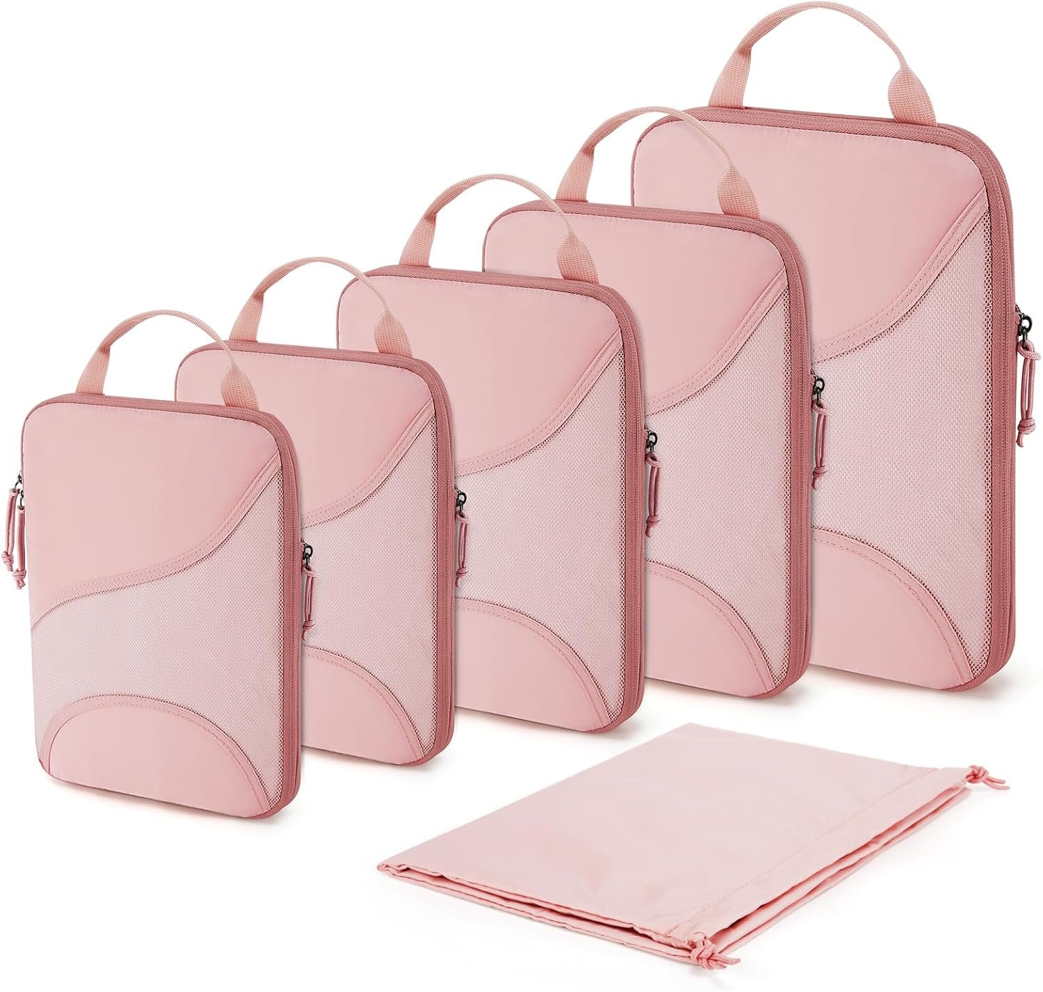 BAGSMART Compression Packing Cubes – 6 Set Travel Packing Cubes for Suitcases, Compression Suitcase Organizers with Shoe Bag