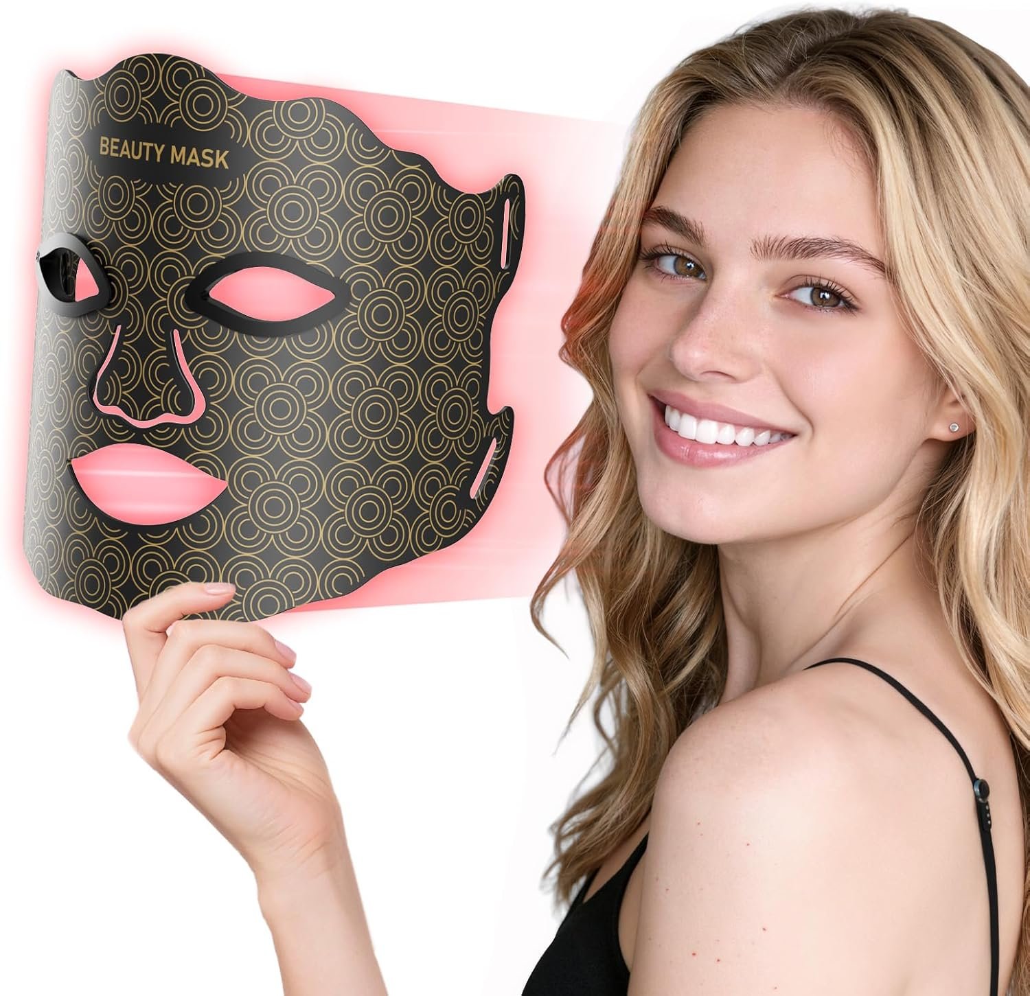 FDA-Cleared Red Light Therapy for Face, Red Light Therapy Mask with Detachable Eye Pads, 7 Colors LED Face Mask Light Therapy, 630nm Red Light Mask, Rechargeable Skincare at Home for Women