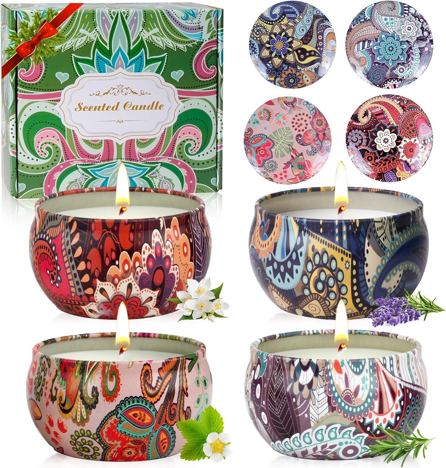 4 Pack Scented Candles Gifts for Women 10oz Home Scented Candles 100Hours Aromatherapy Candle Gifts Set Soy Wax Candles for Christmas Day, Birthday, Mothers Day, Valentine’s Day