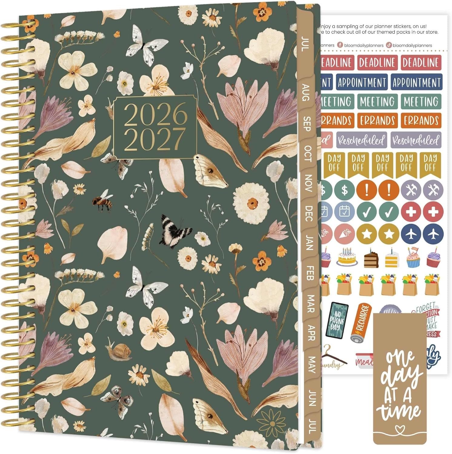 bloom daily planners 2026-2027 Planner – Academic Year (July 2026 – July 2027) Monthly & Weekly Soft Cover Planner for Women – 13 Month Calendar Agenda Book with Stickers – 5.5″ x 8.25″ – Butterfly Garden