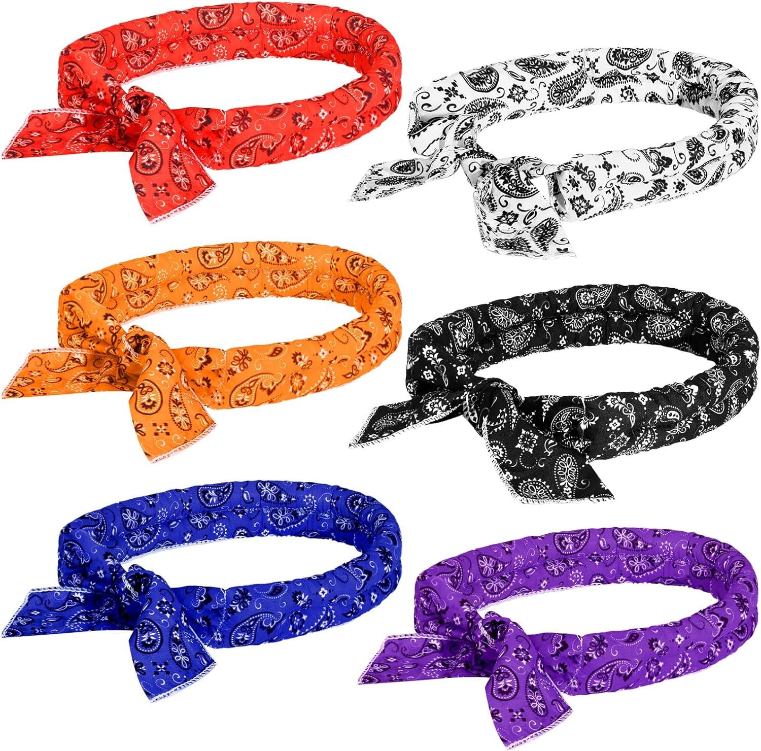 Coume 6 Pack Cooling Neck Wraps Neck Cooler Ice Bandanas Scarf for Hot Weather Summer Ultra Running Walking Riding Women Men