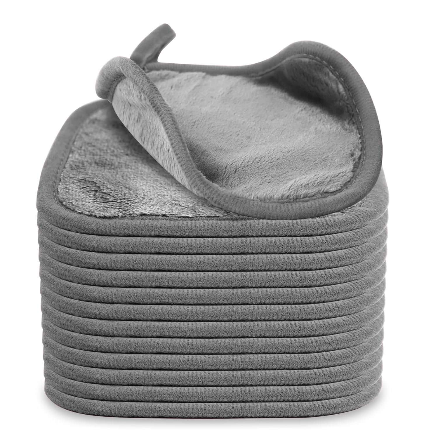 Puomue Makeup Remover Cloth 12 Pack, Ultra Soft and Reusable Microfiber Makeup Remover Towels for All Skin Types, Perfect Face Towels for Women, 6 Inch X 6 Inch, Grey