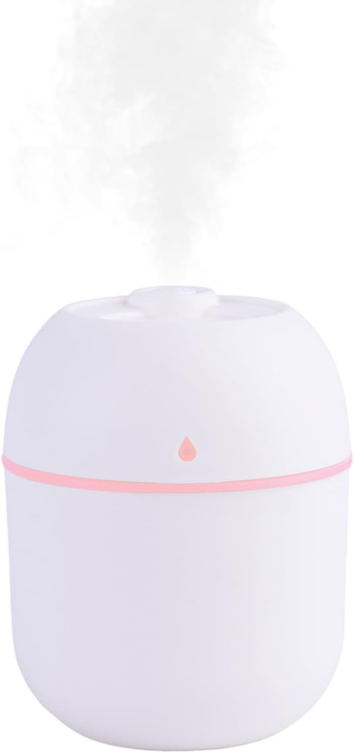 Portable Mini Humidifier Small Cool Mist Humidifier Personal Desktop USB Powered Super Quiet for Travel Car,Office,Baby Bedroom, Night Light, 2 Mist Modes, Auto Shut-off