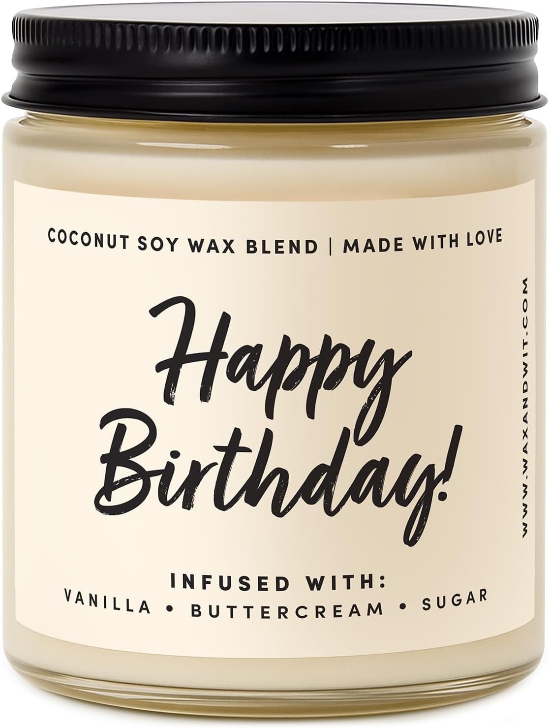 WAX & WIT Birthday Gifts for Women, Happy Birthday Candle – Scented with Vanilla, Buttercream and Sugar – 9oz, Soy Wax, 50 Hour Burn, Premium Candle Gift for Her, Friend, Daughter, Sister, Wife