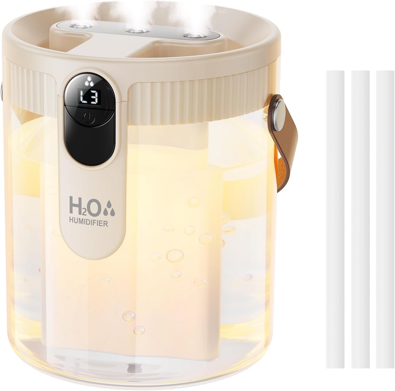 DIGIX Small Portable Humidifiers for Bedroom, 1.4L Top Fill Cool Mist Humidifier for Home Office Travel, 3 Mist Modes, Auto Shut Off, Night Light, Easy to Clean Quiet Humidifier for Baby Plant (Beige)