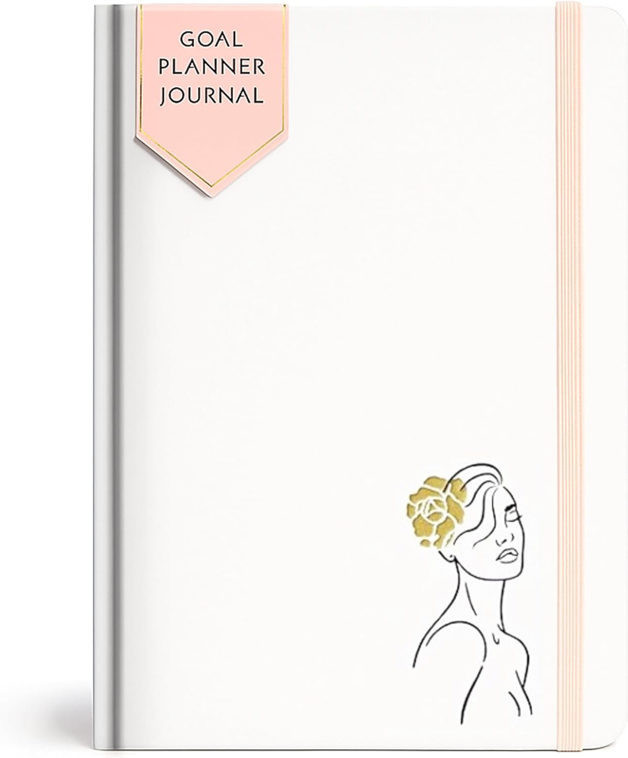 Goal Journal for Women – Motivational Planner for Daily Goals, Reflection & Growth – Leather Hardcover Guided Journal with Habit Tracker, Affirmations & Weekly Planning – 6” x 8.5” Lay Flat Notebook (Goals White)