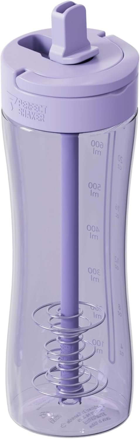PerfectShaker Luma Series Tritan Shaker Bottle with Built-In Straw & Measurement Scale – 28oz – Leakproof, BPA-Free, Dishwasher Safe – Protein, Smoothies & Pre-Workout Mixer Cup (Lavender)