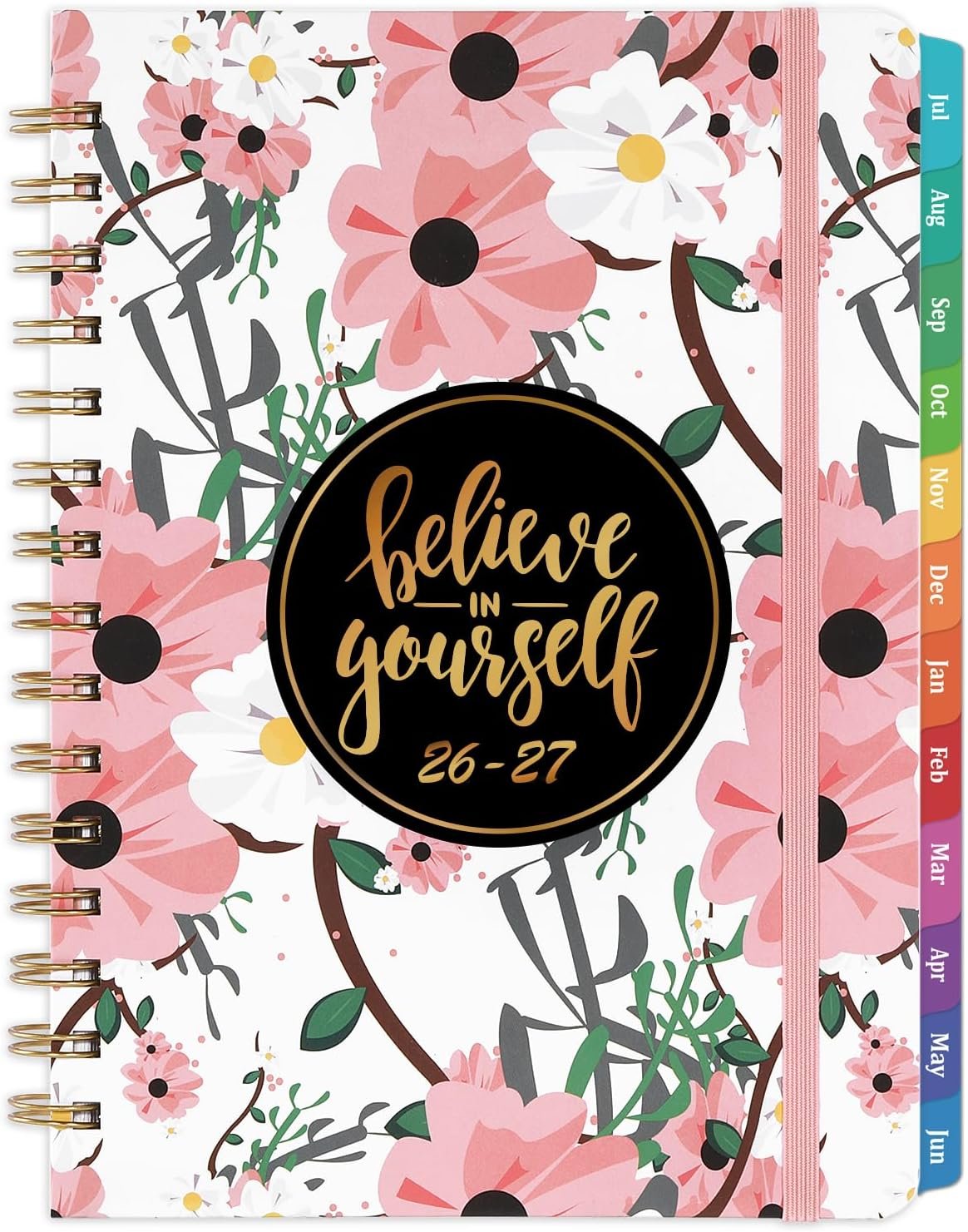 2026-2027 Planner – Weekly & Monthly Planner 2026-2027 with Tabs, 6.4″ x 8.5″, Jul 2026 – Jun 2027, Hardcover, Strong Binding, Thick Paper, Back Pocket, Elastic Closure, Inspirational Quotes