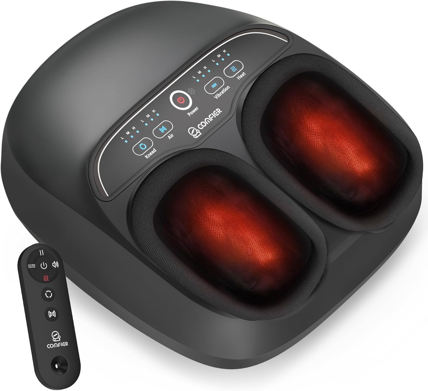 COMFIER 【2026 Foot Massager with Heat,Kneading,Vibration,Compression,Father Day Gift for Men,FSA Eligible HSA Store,Pause Function,Shiatsu Massager for Plantar Fasciitis Neuropathy, Size 13