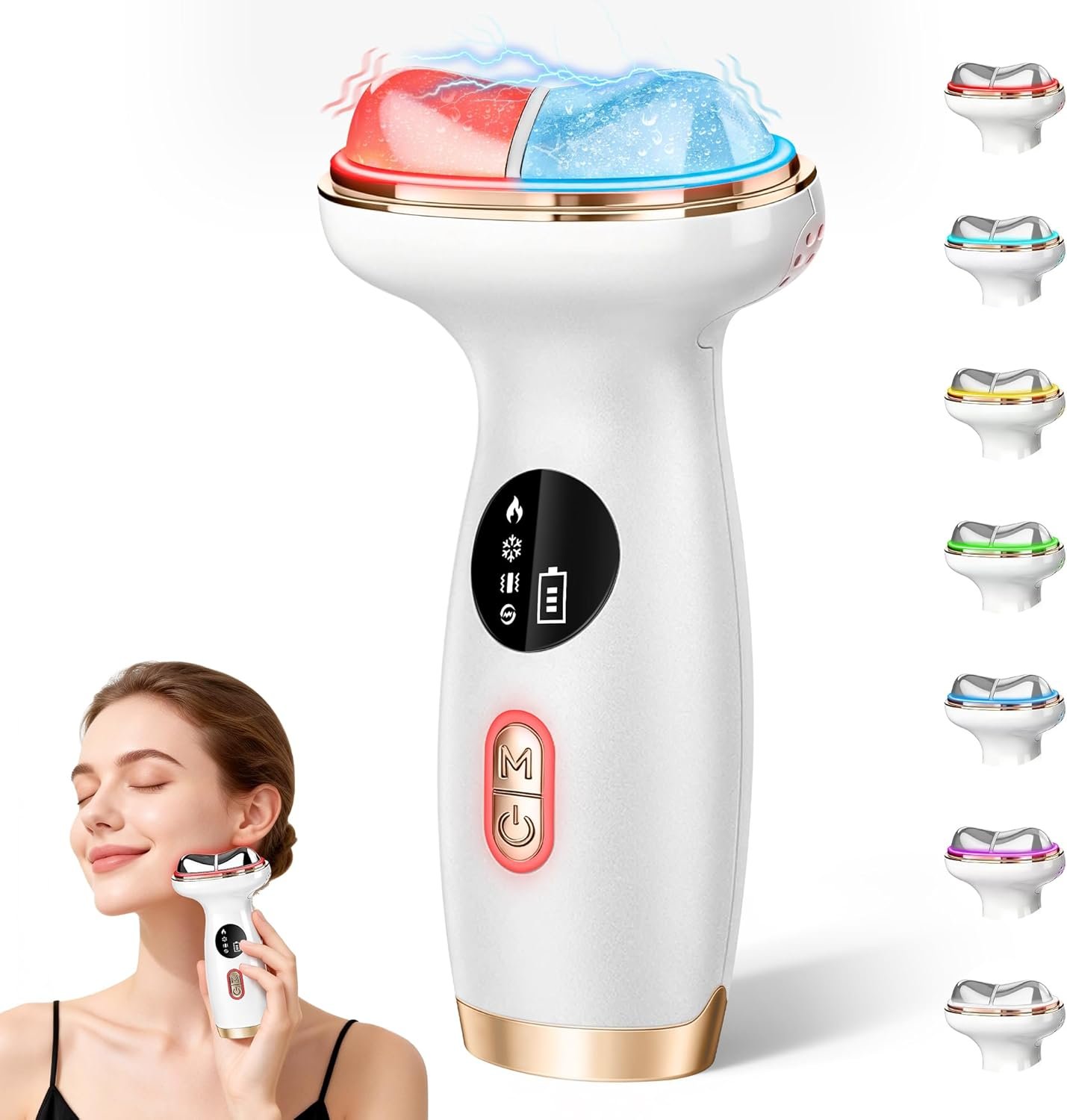 Red Light Therapy for Face, Electric Gua Sha Facial Massager, Microcurrent Facial Device for Tightening & Lifting, Warm Compress for Better Skincare Absorption & Cold Compress for Depuffing