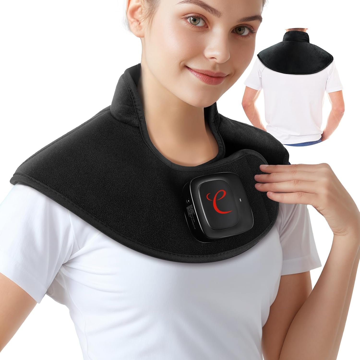 Comfytemp Cordless Heating Pad for Neck & Shoulder, 2.5 lb Weighted Rechargeable Heat Wrap, Electric Cervical Spine Heater with 3-8H of Battery Life, Mother’s Day Birthday Gifts for Women Men Mom Dad