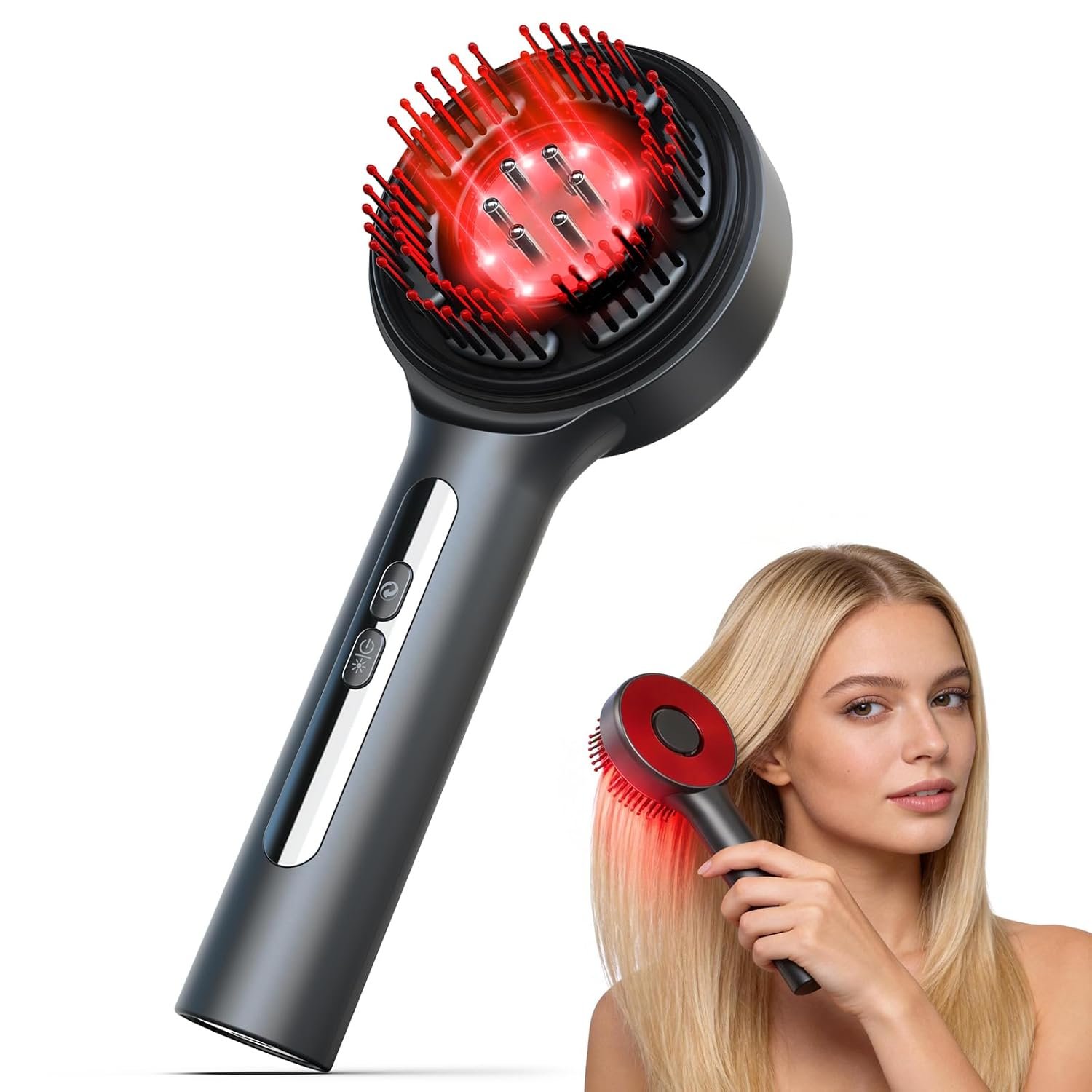 Laser Therapy Hair Growth Comb, 3 in 1 Hair Growth Brush Electric Scalp Massager Oil Applicator High Frequency Comb, IPX7 Waterproof Portable Head Massager for Home & Travel