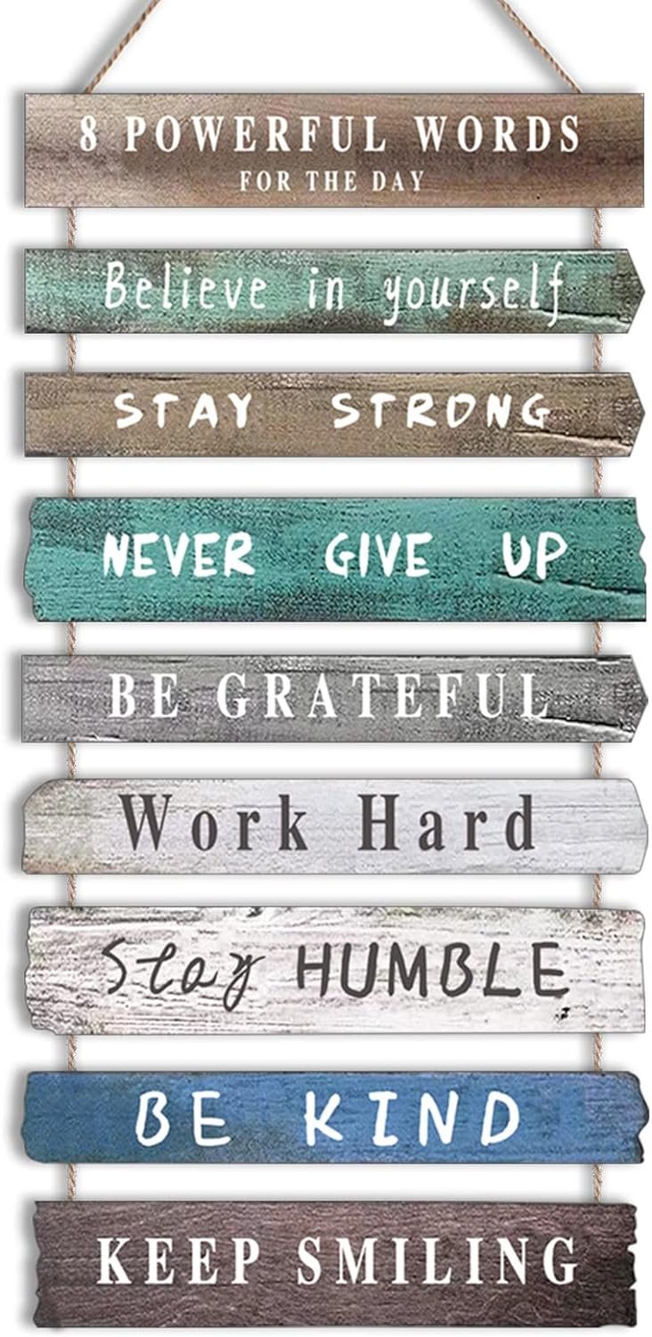 Inspirational Wall Art Decor for Office, Wooden Rustic Hanging Motivational Wall Art Decoration Sign, Inspiring Positive Quotes Wall Art for Home Living Room Bedroom Bathroom Classroom Gym 12″x24″