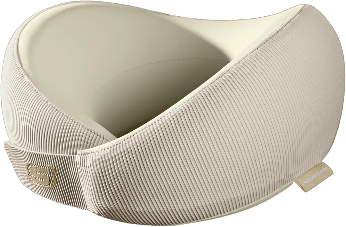 Skechers Men’s Memory Foam Neck Pillow, Comfortable & Breathable Travel Pillow, Neck Pillow Airplane for Travel, Car Rides, Home, and Office Use, Ergonomic Design for Men and Women,Beige