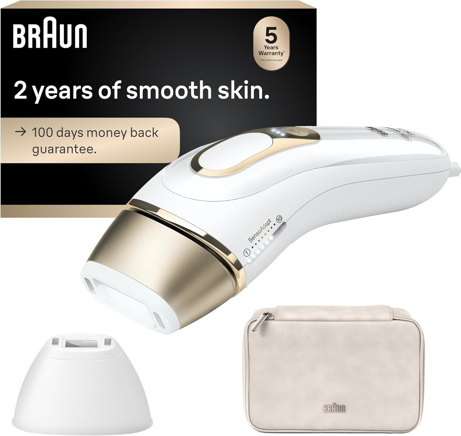 Braun IPL, Silk·Expert Pro 5, IPL Hair Removal for Women and Men, Permanent Laser Hair Reduction At-Home, 2 Heads, Pouch, IPL5137