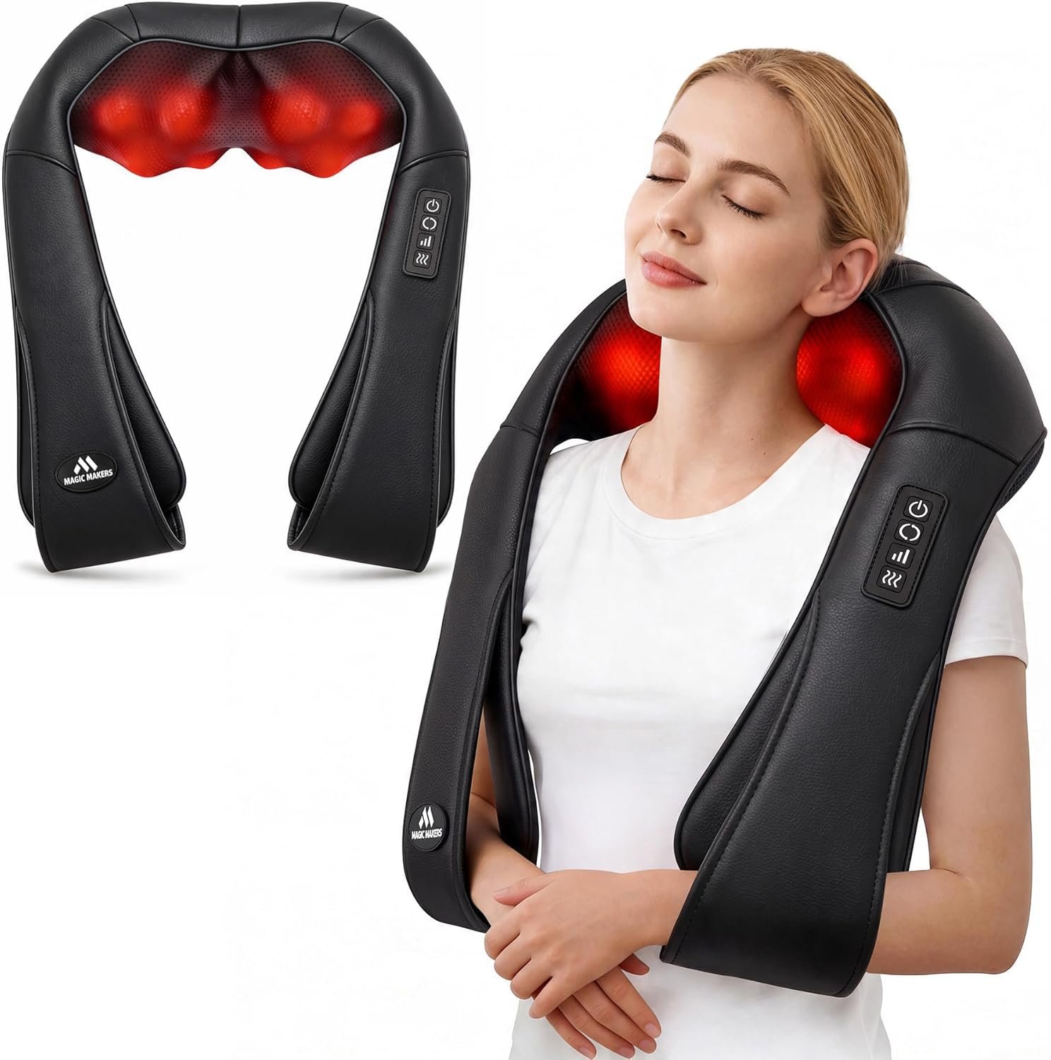 Neck Massager for Pain Relief Deep Tissue with Heat – Shiatsu Back and Shoulder Massage, Mothers Day Gifts for Mom Wife Women Her, Dad Men Him, Christmas, Fathers Day, Plug-in Use for Home Office Car