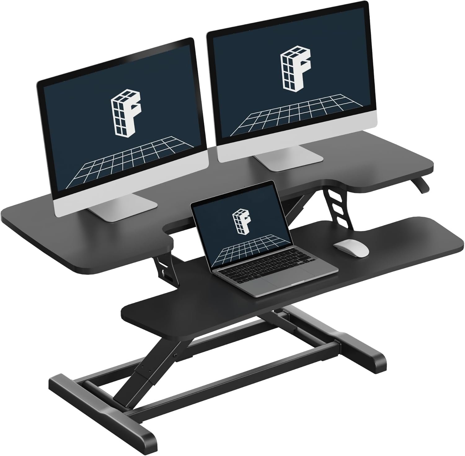 FLEXISPOT Standing Desk Converter 40″ Large Desk Riser, Spacious Desktop Riser Sit Stand Computer Workstation with Wide Keyboard Tray, Ergonomic Height Adjustable Stand Up Desk Converter, Black