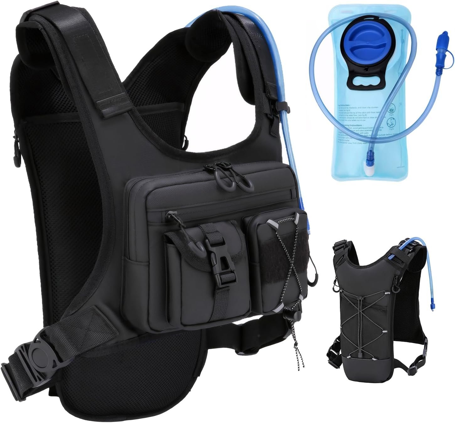 Criuage USA Patent Running Hydration Vest Backpack, Lightweight Chest Pack with 2.0L Water Bladder Bag Daypack for Hiking Running Cycling Race Marathon for Women Men