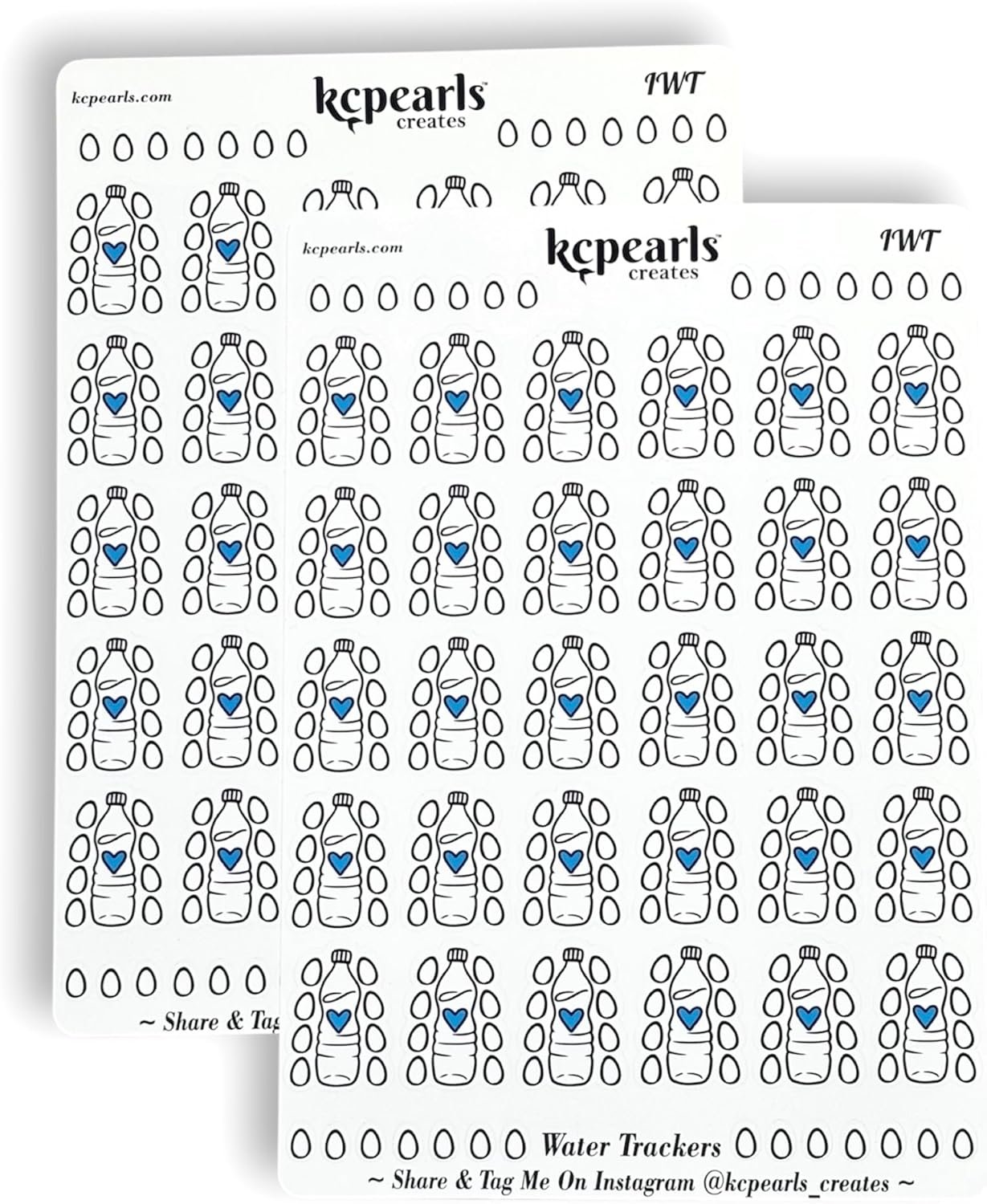 Creates Daily Water Tracker Stickers for Planners Calendars Journals Hydration Habits Self Care Goal 60 Stickers Total 30 On Each Sheet