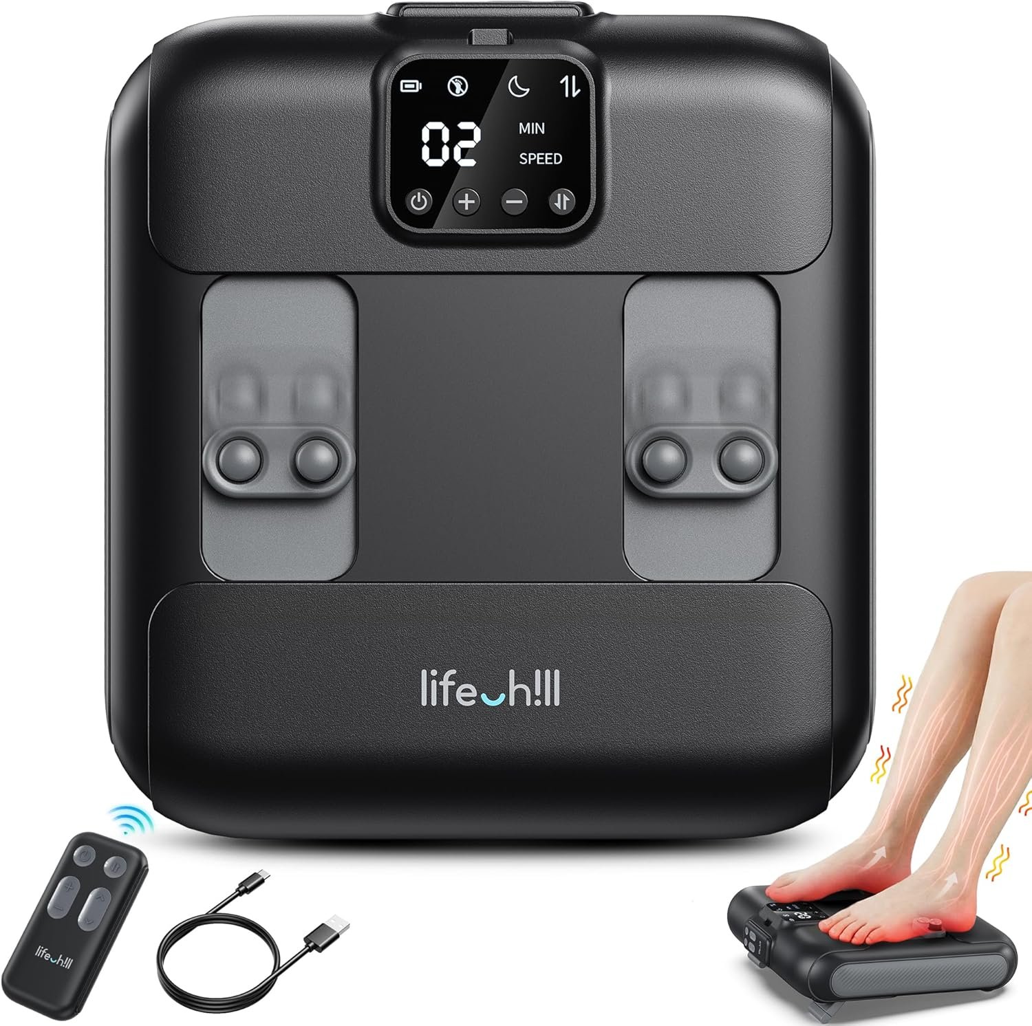 lifechill Cordless Electric Foot Massager with 10 Levels & 15-Min Auto-Off – Up & Down Percussion for Plantar Fasciitis & Neuropathy, Perfect for Office Desk Home Travel, Gifts for Men Women Mom Dad
