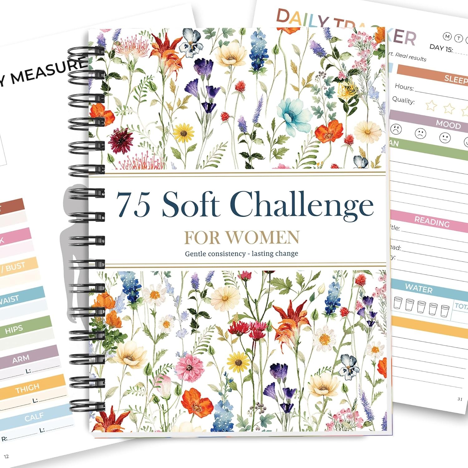 HAMIEW 75 Soft Challenge Journal for Women – A5 Spiral 75-Day Habit Tracker Planner, 108-Page Full-Color Daily Logs, Weekly Reviews, Meal Water Workout Reading Tracker