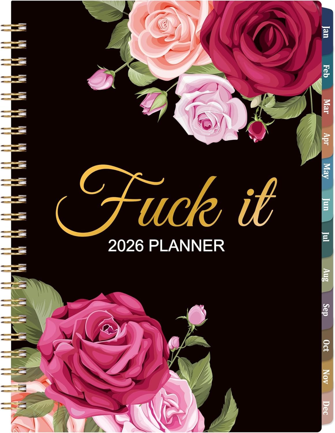 2026 Planner – 6.4” x 8.5”, 2026 Weekly & Monthly Planner Spiral Bound, JAN. – DEC. 2026, 2026 Calendar with Witty Affirmation for Adult, Sturdy Cover, Monthly Tabs, Plastic Ruler/Bookmark and Inner Pocket