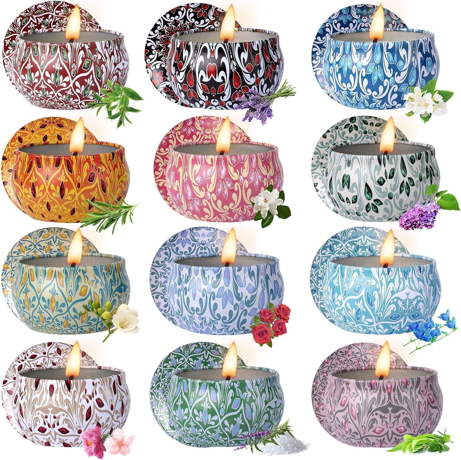 Alikiai Scented Candles for Women, Candles for Home Scented, 12 Pack Soy Wax Christmas Candles Set, Birthday Gifts for Women Best Friends Sister Colleague