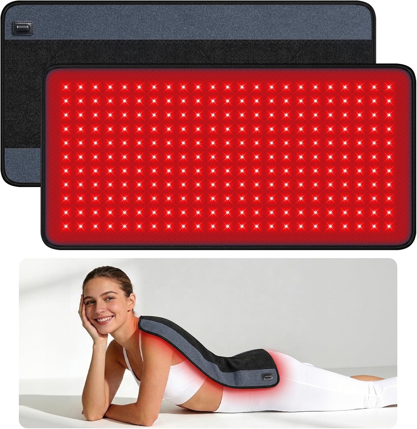 Red Light Therapy Pad for Body, 242 LEDs Infrared Red Light Therapy Belt for Back, Shoulder, Neck and Leg, 24’’ x 12’’Large Size Infrared Heating Pad with Adjustable Strap, Home Office Use