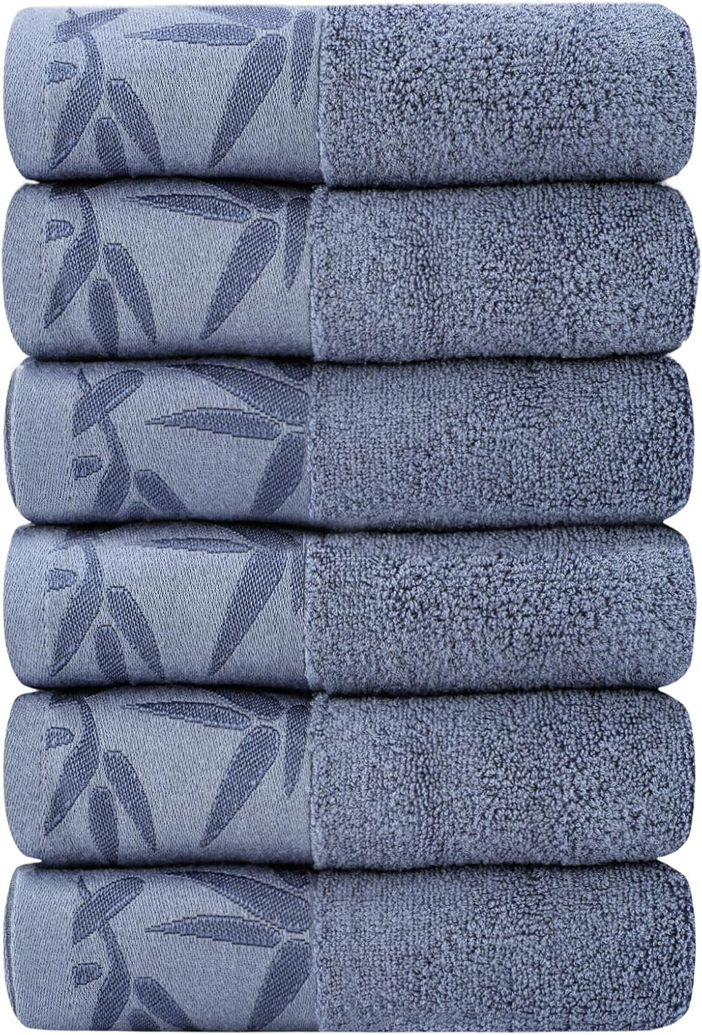 Hand Towels 6 Pack – Soft Viscose Made from Bamboo Hand Towel, Highly Absorbent & Quick Drying Decorative Hand Towels for Bathroom, Multipurpose Use for Face,Spa,Salon Towels, 13×29 inches, Blue