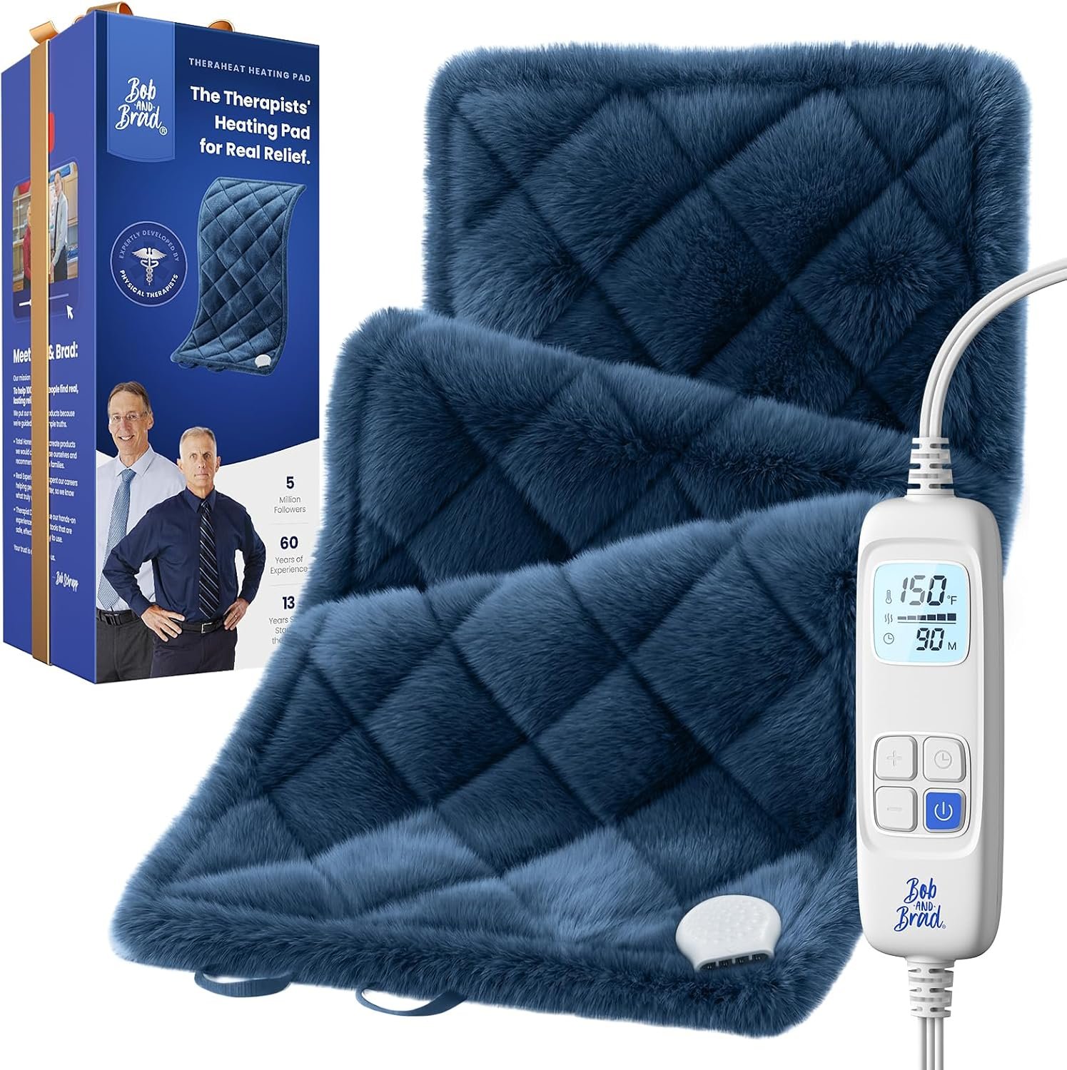 BOB AND BRAD Far Infrared Weighted Heating Pad for Back & Muscle Tension, FSA-HSA Eligible, Large 12″x24″ Electric Heat Pad with Auto Off, Deep Moist Heat & Hands-Free Strap for Neck, Shoulder, Knee