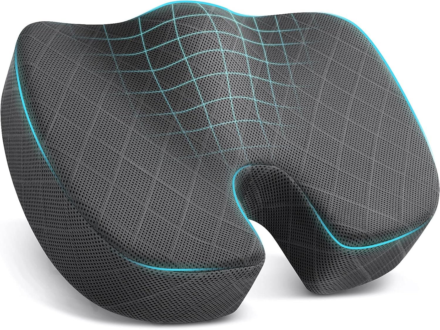 TushGuard Seat Cushion – Memory Foam Cushion for Office Chair, Car Seat, Airplane, Bleacher – Sciatica & Hip & Coccyx Pain Relief Desk Chair Cushion for Long Sitting Office Workers, Car Drivers