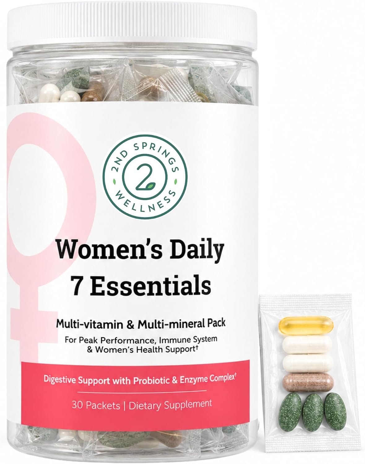 Daily 7 Essentials Women’s Vitamin Pack | Complete Multivitamin Packet, Energy & Metabolism Support, Immune System Support, Female Health Support