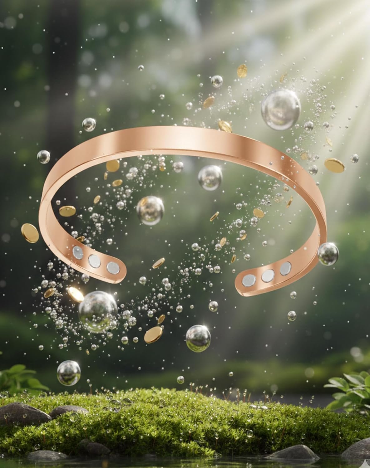 Kalm Bracelet Menopause: Your Natural Menopause Solution, Bracelet for Menopause Relief, Hot Flashes & Pain, Adjustable Bracelets for Women – Natural Hormonal Balance (Rose Gold)
