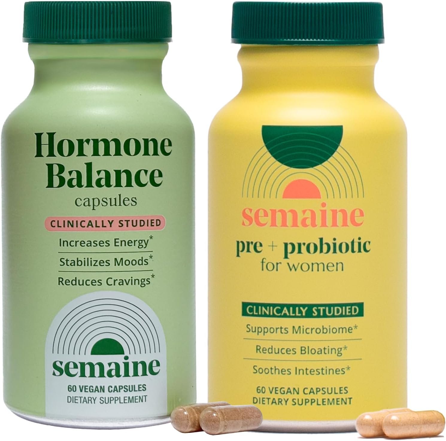 Semaine Hormonal Gut Balance Bundle – Support Cellular Energy, Clear Skin & Mood. Ease Bloating & Indigestion, Support Vaginal Health | 1 Month Supply