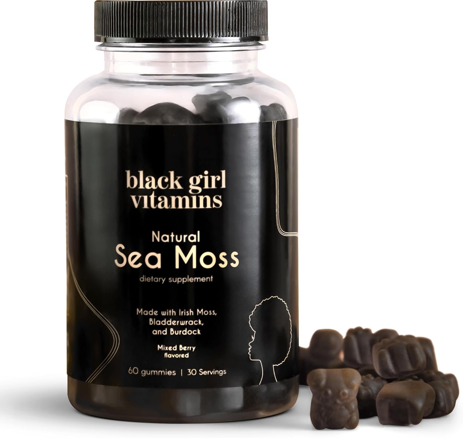 Black Girl Vitamins – Irish Sea Moss Gummies – SeaMoss + Bladderwrack & Burdock – 92 Minerals for Thyroid, Metabolism, and Immunity – Vegan, Gluten-Free, Halal (Mixed Berry, 30 Day Supply)