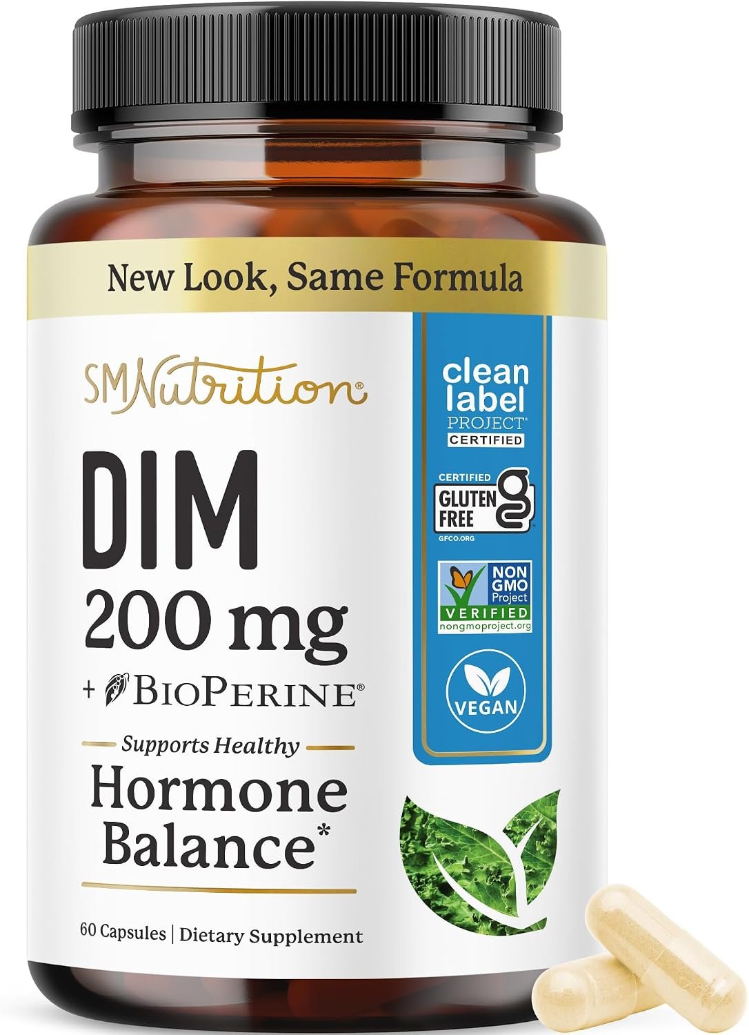 DIM Supplement 200 mg | Estrogen Balance for Women & Men | Hormonal Acne, Hormone Balance, Menopause & Antioxidant Support | Doctor-Formulated & Clean Label Project Certified Diindolylmethane | 60 Ct