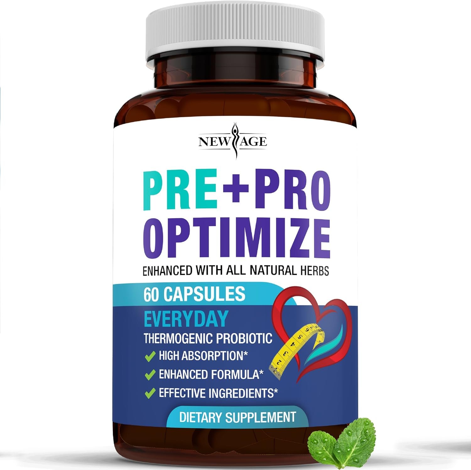 NEW AGE Pro Optimize Probiotics for Women, Menopause, Digestive Health – Support for Bloating, Hot Flashes, Joint Support, Night Sweats – Gut Health & Metabolism – Dong Quai (60 (Pack of 1))