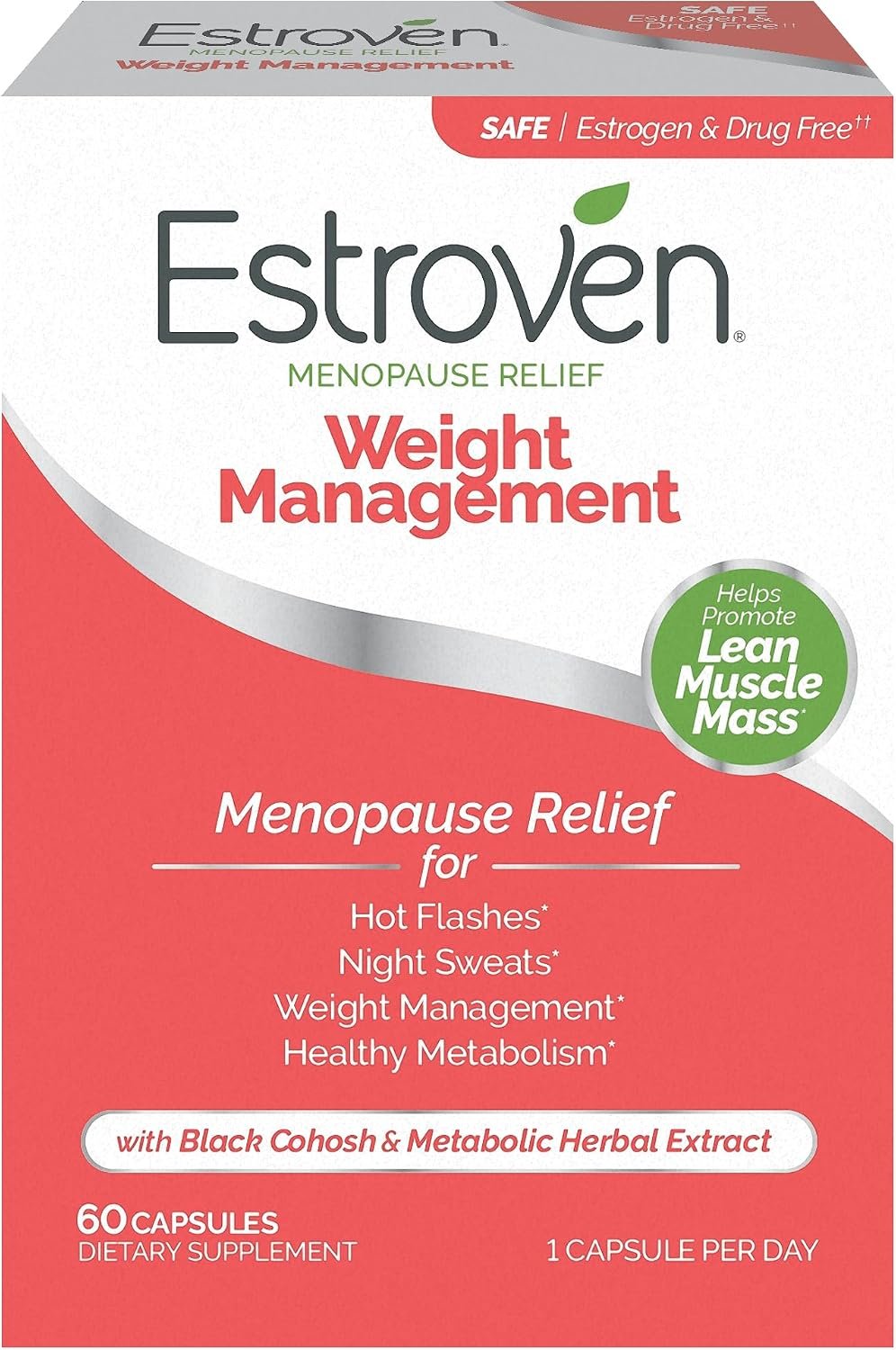 Estroven Weight Management for Menopause Relief Supplement for Women, 60 Ct